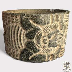 Cylindrical Human–Scorpion Motif Stone Vase (Jiroft Culture)