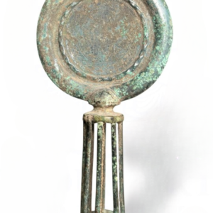Ancient Bronze Mirror with Openwork Handle