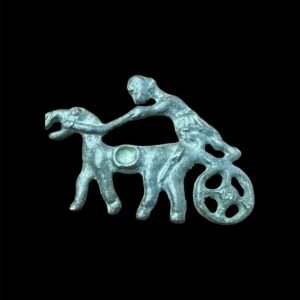 Bronze Figurine of a Human with Wheeled Quadruped