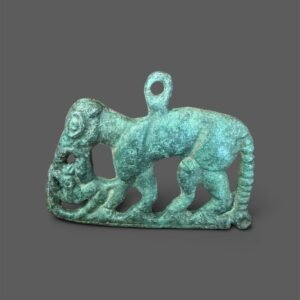 Bronze Figurine of a Human with Wheeled Quadruped
