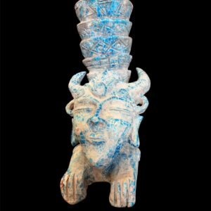 Blue Crackle-Glazed Zoomorphic Ritual Vessel (Horned Animal Form)